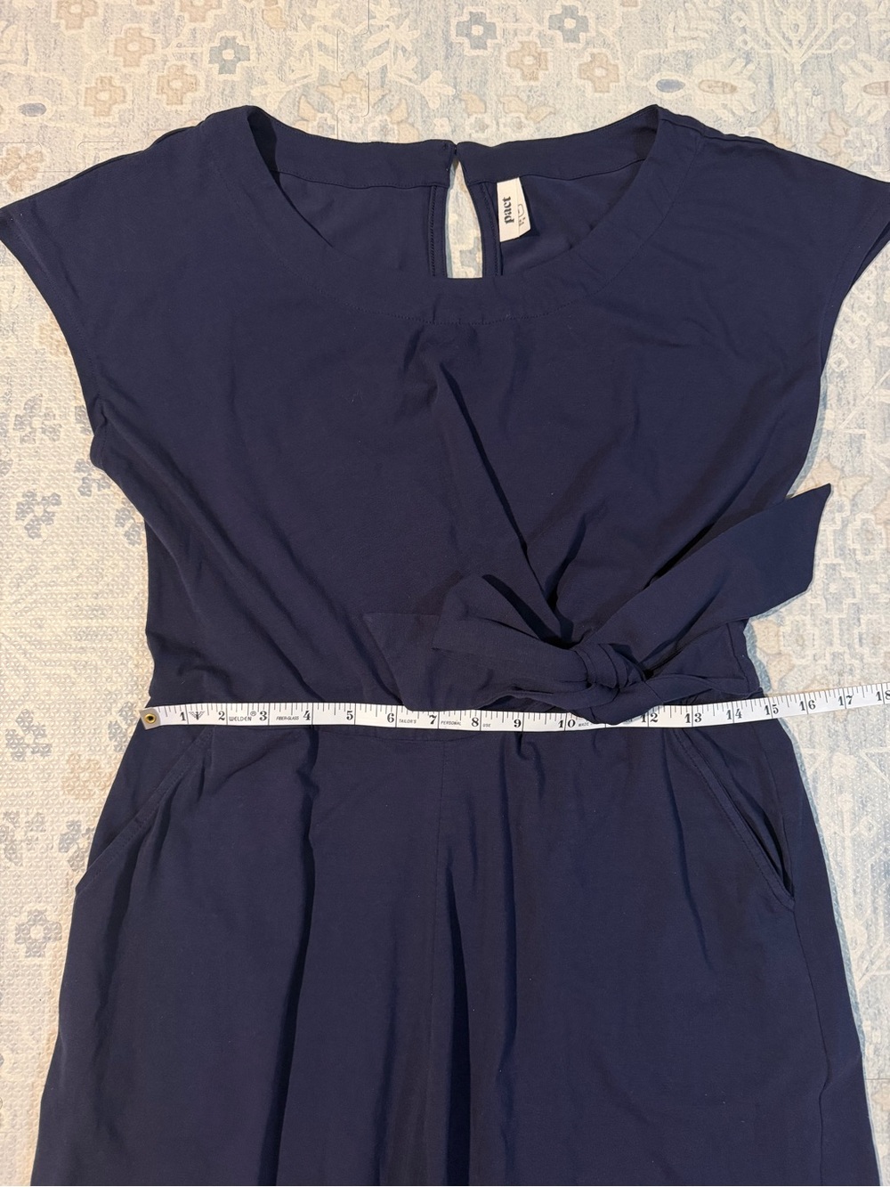 Pact Navy Jumpsuit - Cap Sleeve, Organic Cotton, Sustainable, Natural Fiber - Picture 6 of 10